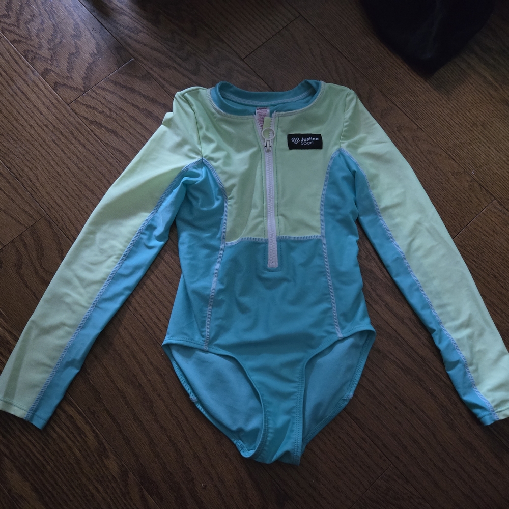 Justice Blue and Green Rashguard Swimwear